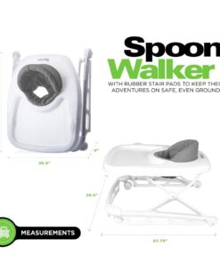 Joovy Spoon Baby Walker & Activity Center Featuring Three Adjustable Heights, Tough Luggage Grade Seat Material, and 30 lb Weight Capacity - JPMA Safety Certified (Charcoal) Charcoal 34 51HAXsB2tjL 1