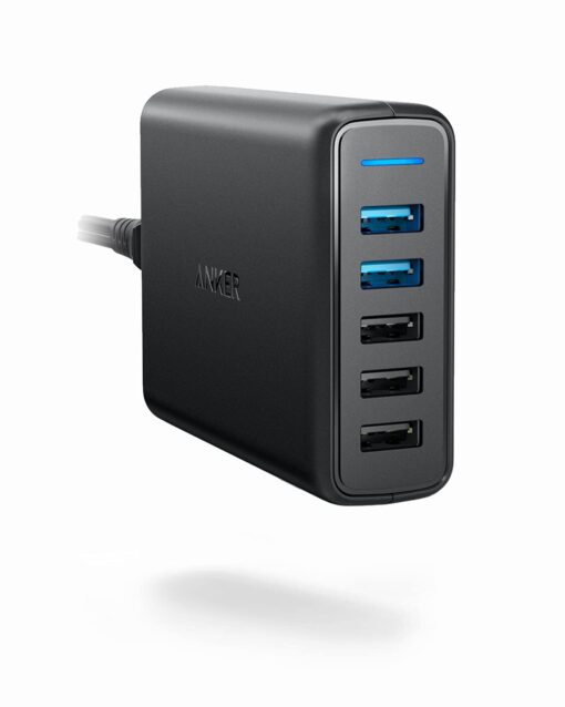 Anker Quick Charge 3.0 63W 5-Port USB Wall Charger, PowerPort Speed 5 for Galaxy S10/S9/S8/S7/S6/Edge/+, Note 8/7 and PowerIQ for iPhone XS/Max/XR/X/8/7/6s/Plus, iPad, LG, Nexus, HTC and More