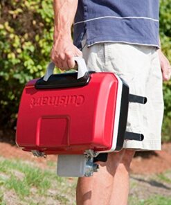 Cuisinart CGG-180T Petit Gourmet Portable Tabletop Propane Gas Grill, Red 17.6 x 18.6 x 11.8-Inch Petit Gourmet Tabletop Gas Grill, Red 36 51HT6TFliQL
