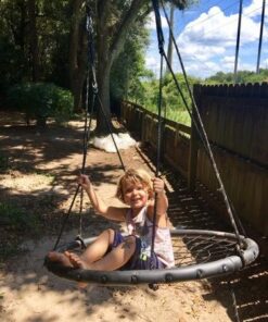Sorbus Saucer Tree Swing- Kids Outdoor Disc Round Swing - 40" Heavy Duty 220lbs Seat- Easy Install Flying Saucer Web Circle Swing- Perfect for Gift,Playground, Birthday, Xmas, IndoorOutdoor Tire Swing Net Seat 40 Inch 36 51HUE8sjZqL