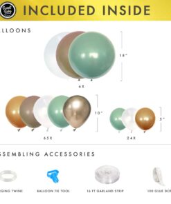 Sweet Baby Co. Neutral Sage Green Balloon Garland Kit Woodland Arch with Light Sage, Cocoa, Brown, Gold, White Balloons for Baby Shower Decorations, Hunter Jungle Theme Party Supplies, Safari Decor 34 51HVwAkQMUL