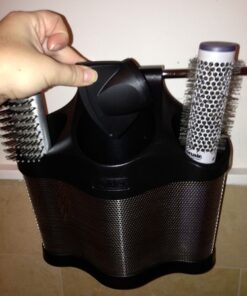 Polder Style Station, Organization for Styling Tools: Hair Dryers,Curling Irons, Straighteners, Brushes, Hang Over Towel Rack, Store Undersink or in Drawer, Black and Silver 41 51HbQc nYOL