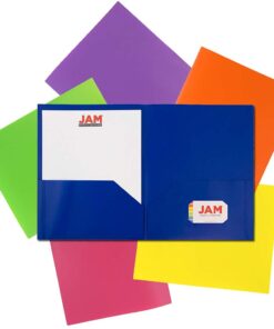 JAM PAPER Plastic 2 Pocket POP Folders - Durable School Folders - Assorted Primary Colors - 6/Pack 20 51HfnpyCAOS