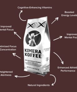 Kimera Koffee - Organic Medium Roast Ground Coffee | Original Blend | Infused with Brain Vitamins |Taurine, Alpha GPC, DMAE, and L-theanine | Enhance Cognitive Stamina & Athletic Performance | 12oz 23 51HoSnW0n1L
