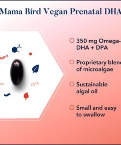 Mama Bird Vegan Prenatal DHA Vitamin, Algae Omega 3 Supplements, Supports Baby's Brain & Eyes, Easy to Swallow Softgels, Includes Bonus Healthy Pregnancy & Lactation Secrets, 60 Ct 16 51I1JQg 6VL