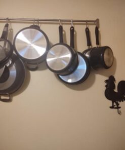 Wallniture Lyon 31.5" Wall Mount Kitchen Utensil Holder With 10 S Hooks For Hanging Pots and Pans Set 42 51I7NombPL