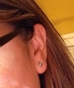 Sterling Silver Rose Flower Stud Earrings - 7mm Rhodium Plated 46 51IC s RgCL