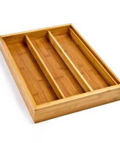 Seville Classics Bamboo Premium Organizer Storage Bins for Kitchen Silverware, Pantry, Closet, Office Desk, Pens, Utensils, Makeup, K Cup, Bamboo, Expandable Tray (5 Compartment) Expandable Tray (5 Compartment) 29 51IUgLpu0QL
