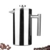 Highwin Small Stainless Steel French Press, 12-Ounce Dual-Filter Coffee Plunger Pot Brewer and Maker for Individual Serving, Silver Mini Stainless Steel