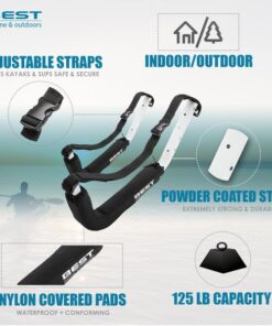 Best Marine and Outdoors Kayak Storage Rack, 2 Premium Wall Mount Racks for Kayaks & SUP Paddle Boards, 125lb Weight Capacity, Indoor Outdoor Paddleboard & Kayaking Accessories 33 51IXW2B7 AL