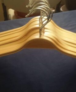 JS HANGER Lightweight Non Slip Wooden Hangers - 10 Pack Heavy Duty Wood Coat Hangers with Soft Stripes for Camisole, Jacket, Dress Clothes, Sweater, Natural Finish 33 51Id4Ok1IL