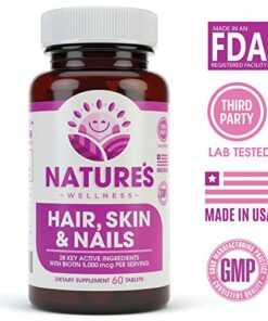 Natures Wellness Hair, Skin & Nails Essential Nourishing Supplement, 60-Count | 4000mcg Biotin + Vitamins A, C and E, B Complex Vitamins, and Advanced Nutrients per Capsule | 100% All-Natural 23 51IjNdohCfL