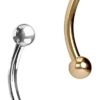 Forbidden Body Jewelry Surgical Steel Petite Belly Button Rings Curved Navel Barbell Set 14G 5/16 inch, 3mm end balls (2pcs-Select Colors) Steel/Rose Gold 6 51J0Dl28OL