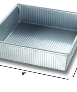 USA Pan Bakeware Square Cake Pan, 9 inch, Nonstick & Quick Release Coating, Made in the USA from Aluminized Steel 9-Inch 23 51J7u5hoIbL