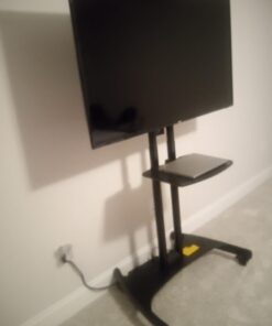 PERLESMITH Rolling/Mobile TV Cart with Wheels for 32-82 Inch LCD LED 4K Flat Screen TVs - TV Floor Stand with Shelf Holds Up to 100 lbs, Height Adjustable Trolley Max VESA 600x400mm- PSTVMC05 37 51JTyoNYXL