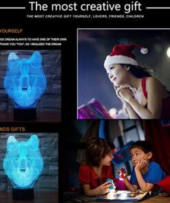 Tiscen 3D Illusion Night Light, LED Table Desk Lamps, Dinosaur Horse Wolf Nightlights,Plastic, 7 Colors USB Charge Lighting Home Decoration for Kids Bedroom 13 51Jq1H7YbzL