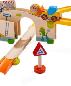 HABA Kullerbu at The Construction Site Play Track - 13 Piece Starter Set with 2 Vehicles and Fascinating Ball Drop - Ages 2 and Up 8 51K1sOe4 gL