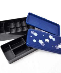 Japanese Traditional Rabbit Blossom Bento Box Set - Square 2 Tier Bento Box, Rice Ball Press, Bento Bag (Blue) 39 51K8LgO39OL