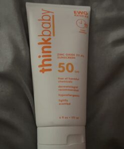 Thinkbaby SPF 50+ Baby Sunscreen – Safe, Natural Sunblock for Babies - Water Resistant Sun Cream – Broad Spectrum UVA/UVB Sun Protection – Vegan Mineral Sun Lotion, 6oz 6 Ounce (Pack of 1) 26 51K8lte7xoL