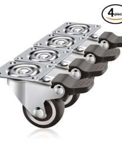 Alternative view of Homhoo 4 Pack 1.25" Caster Wheels Swivel Plate w/Break Casters On Black Polyurethane Wheels Heavy Duty - 100 lbs Total Capacity Caster (4 with Brake), 16 Screws & A Handy Screwdriver for Free 1.25 Inch Black
