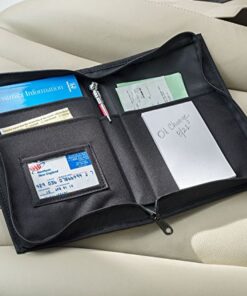 High Road Car Glove Box Organizer, Registration and Insurance Document Holder and Car Manual Holder with Flexible Secure Zippered Case and Note Pad Black 36 51KCUyPjQdL