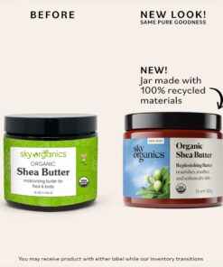 Sky Organics Organic Shea Butter for Body & Face USDA Certified Organic, 100% Raw & Unrefined to Soften, Smooth & Boost Radiance, 15 Ounce. 1 Pound (Pack of 1) 23 51KMkQxOHnL