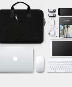 Hseok 13-14 inches Laptop Sleeve Elastic Neoprene Case, Water Repellent Notebooks Hand Bag with Handle and Small Case,Black 13-13.5 inch Black 17 51KUy9ixfpL