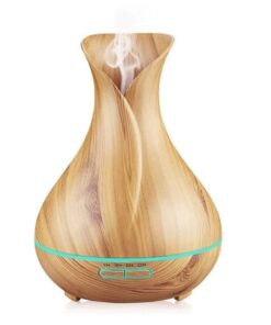 NEWKBO 400ml Humidifier Essential Oil Diffuser Wood Grain,7 Color Changing LED Mood Light for Home Yoga Spa Office Bedroom Baby Room Light Wood