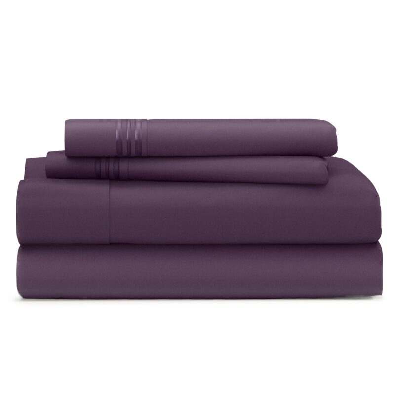Catalog 7 Cosy House Collection Everyday 1500 Series Bed Sheet Set - Ultra Soft & Cool Hotel Bedding - Deep Pocket - Wrinkle, Stain and Fade Resistant - 4 Piece Set (King, Purple) King