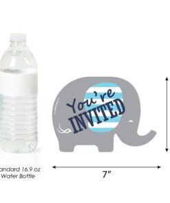 Blue Elephant - Shaped Fill-In Invitations - Boy Baby Shower or Birthday Party Invitation Cards with Envelopes - Set of 12 8 51L VHTvMiL