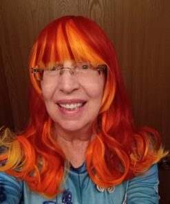 MQ Women Orange Yellow Wigs, Long Curly Wavy Wig for Girls 29.5 Inch Colorful Wigs Cosplay Costume Party Fluffy Wig Synthetic Charming Heat Friendly Ombre Wigs (Yellow to Orange to Red) 44 51LIfKKzZsL