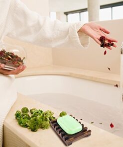 Magift Piece Home Bathroom Soap Case, Sink Deck Bathtub Shower Dish, Rectangular, Hand Craft, Natural Wooden Holder for Sponges, Scrubber, 2 Count(Pack of 1), Brown 2 Pack Brown 32 51LJB EcNVL