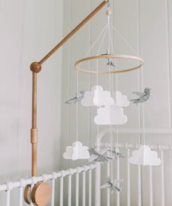 Sorrel + Fern Baby Crib Mobile (Birds and Clouds) - Felt Nursery Ceiling Decoration and Baby Shower for Girls & Boys - Grey & White Birds & Clouds 29 51LJo00fhJL