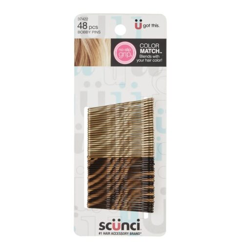 Scunci by Conair No-Slip Grip Beautiful Blends Blonde Bobby Pins, 48-Count 48 Count (Pack of 1)