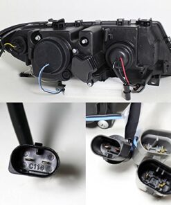 AKKON - For 02-05 BMW E46 3-Series 4 Doors Sedan Wagon Chrome Halo Ring LED Projector Headlights w-Build in Corner Lamp Set 2Pcs Chrome Housing 12 51LNAQXoBwL