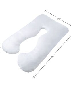 Pregnancy Pillow, Full Body Maternity Pillow with Contoured U-Shape by Bluestone, Back Support 60 x 35 x 7" Pillow & Pillowcase White 29 51LOBLjN4ML