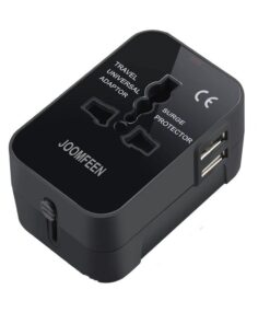 Travel Adapter, JOOMFEEN Worldwide All in One Universal Power Wall Charger AC Power Plug Adapter with Dual USB Charging Ports for USA EU UK AUS Cell Phone Laptop (Black) Black 39 51LQT6qjMpL