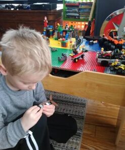 KidKraft 2-in-1 Reversible Top Activity Table with 200 Building Bricks and 30-Piece Wooden Train Set, Natural, Gift for Ages 3+ 46 51LX0vOGozL