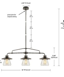 Globe Electric 64845 Nate 3-Light Pendant, Oil Rubbed Bronze, Clear Glass Shades, Bulb Not Included Without Bulb Oil Rubbed Bronze (3-Light) 33 51LpxKzhDrL
