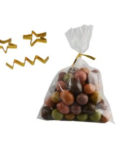 COOLAKE Clear Treat Bags 100 PCS Cellophane Bags Clear Candy Bags with 100 PCS Metallic Twist Ties For Kids Birthday Candy Popcorn Gift Cookie Small (4''by 6'') 100PCS 4" by 6" 27 51LqiqwQ5CL