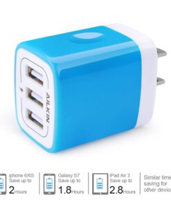 USB Charger Multi Port, AILKIN USB Charger Charging Block USB Wall Plug Travel Charger Fast Phone Cube Brick USB Box for iPhone 15 14 13 12 11 10 X, Samsung Galaxy, Google Pixel, Motorola (Blue/3Port) 1Pack 3 USB Port Blue 8 51M2JKhUCxL