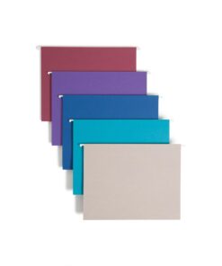 Smead Colored Hanging File Folder with Tab, 1/5-Cut Adjustable Tab, Letter Size, Assorted Jewel Tone Colors, 25 per Box (64056)