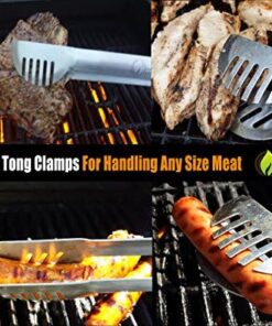 Alternative view of Cave Tools 17" Long Handle Stainless Steel Grill Tongs with Locking Bracket - BBQ Grill Accessories