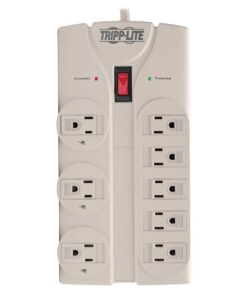 Tripp Lite 8 Outlet Surge Protector Power Strip, 8ft Cord Right Angle Plug, LIFETIME INSURANCE & $75K INSURANCE (TLP808) light gray 18 51MmBYNMv1L