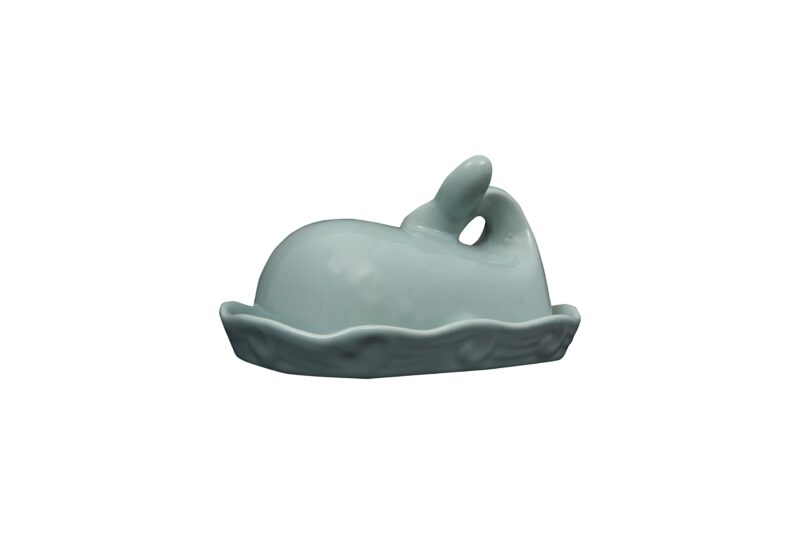 Aqua Blue Whale Shaped Butter Dish Aqua