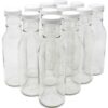 nicebottles Clear Glass Beverage/Sauce Bottles, 12 Oz, White Caps - Case of 12 12 x 12oz 43 51N l9ZyKL