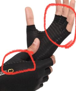Copper Compression Arthritis Gloves | Fingerless Arthritis Carpal Tunnel Pain Relief Gloves For Men & Women | Hand Support Wrist Brace For Rheumatoid, Tendonitis, Swelling, Crocheting, Typing (M) Black Medium (1 Pair) 45 51N0P5JhgUL 2