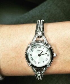 GUESS Petite Vintage Crystal Bracelet Watch with Self-Adjustable Links Silver Tone/Silver/Silver Tone 21 51N4KCvFD8L