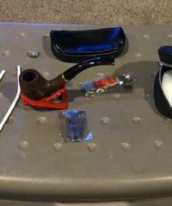 Scotte Luxury Tobacco Smoking Pipe Set,Leather Tobacco Pipe Pouch Wood Pipe Accessories(Redwood Scraper/Stand/Filter Element/Filter Ball/Small Bag/Box) (black) 40 51N4fX0kn6L