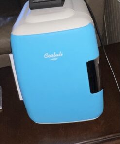 Cooluli Mini Fridge for Bedroom - Car, Office Desk & Dorm Room - Portable 4L/6 Can Electric Plug In Cooler & Warmer for Food, Drinks, Skincare Beauty & Makeup - 12v AC/DC & Exclusive USB Option, Blue 52 51N84IJvc9L